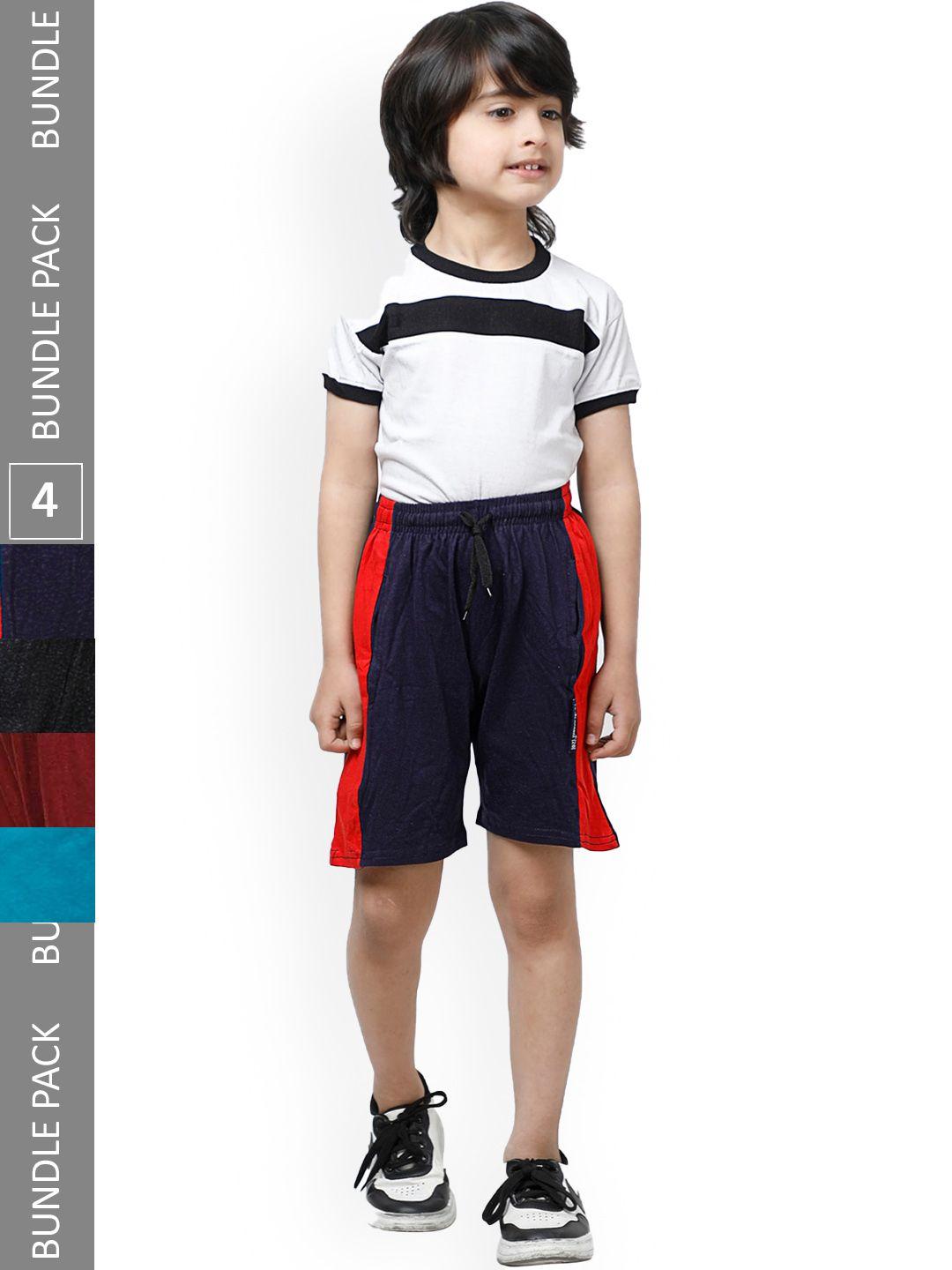 indiweaves-boys-pack-of-4-striped-high-rise-pure-cotton-shorts