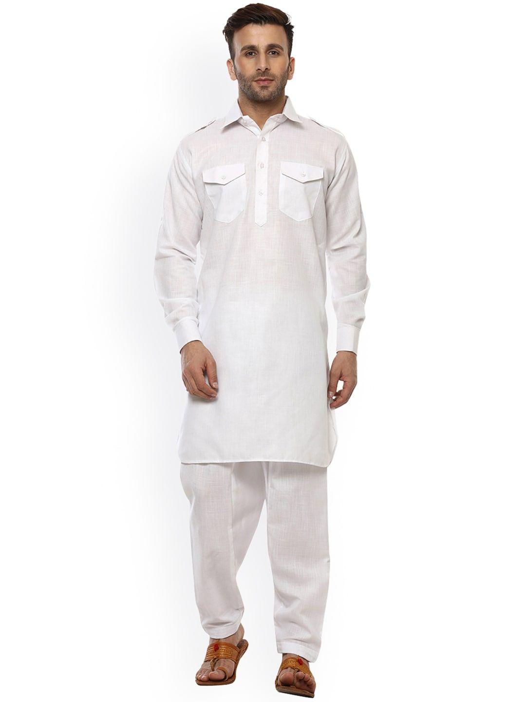 hangup-men-white-solid-kurta-with-salwar