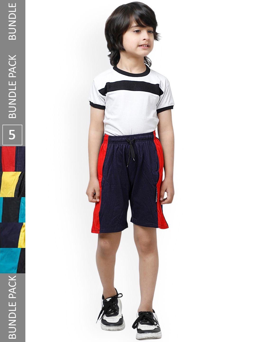 indiweaves-boys-pack-of-5-striped-pure-cotton-shorts