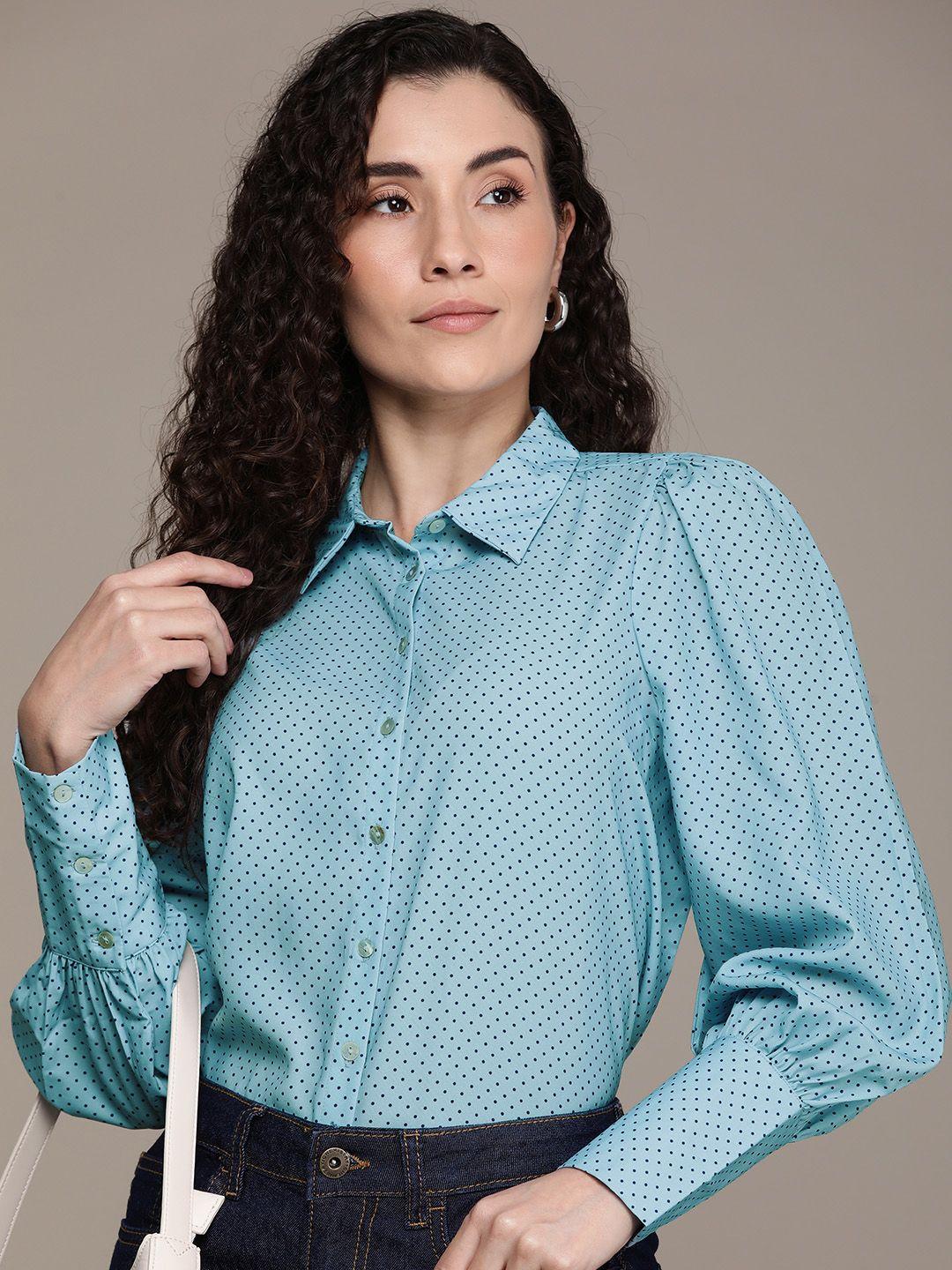french-connection-polka-dot-printed-casual-shirt