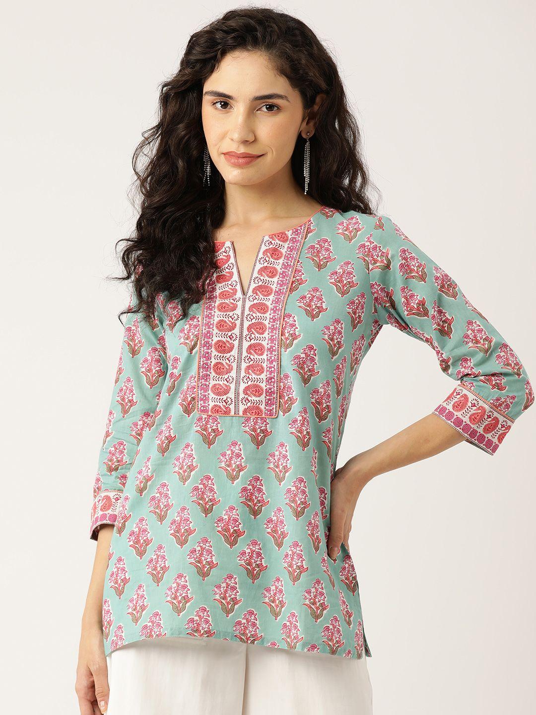 jaipur-morni-floral-printed-sequinned-pure-cotton-kurti