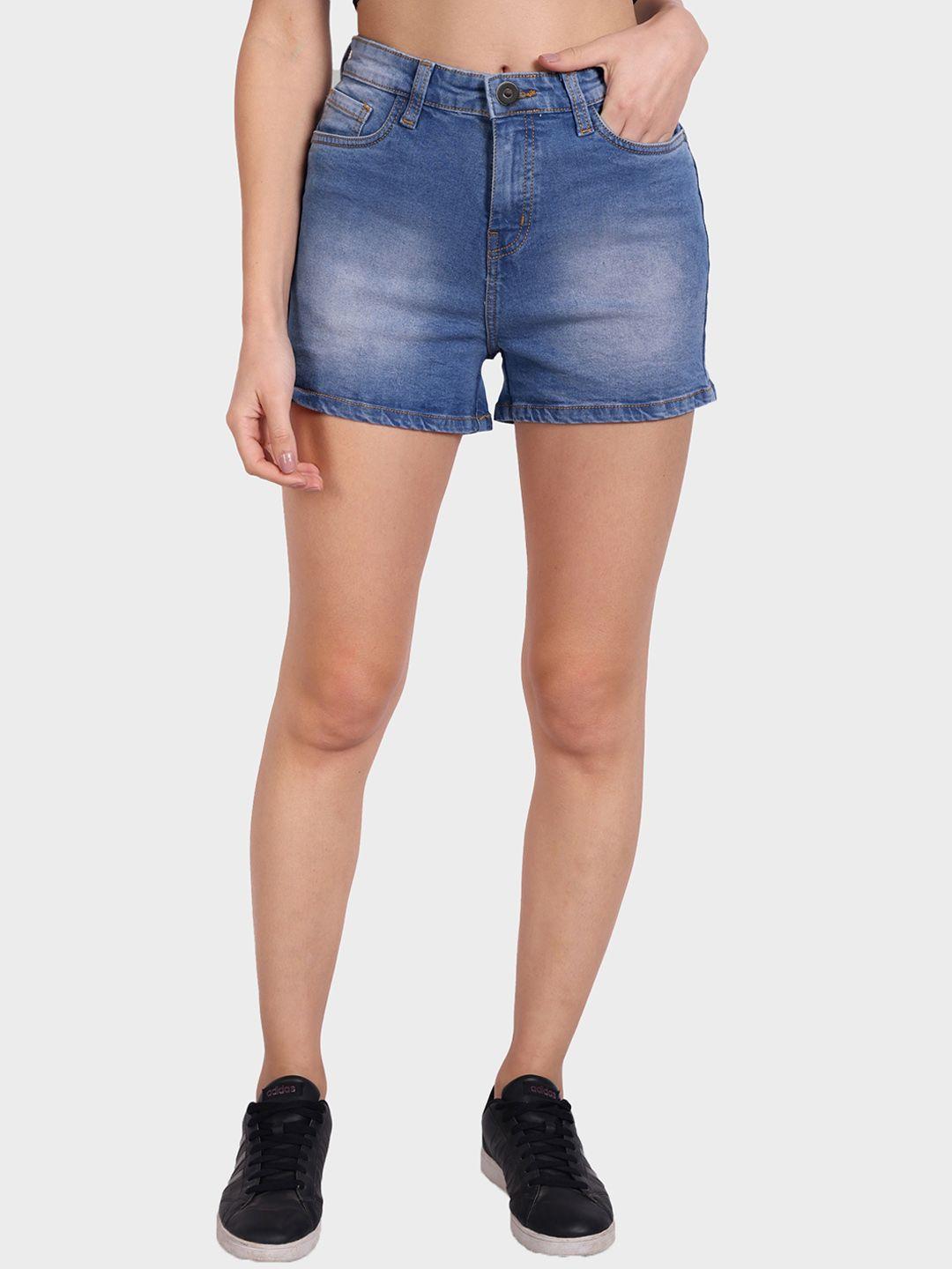 dressberry-women-blue-mid-rise-washed-denim-shorts
