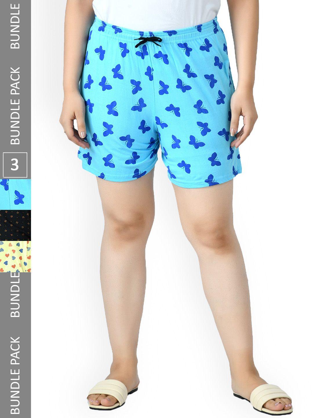 indiweaves-women-pack-of-3-high-rise-printed-pure-cotton-shorts