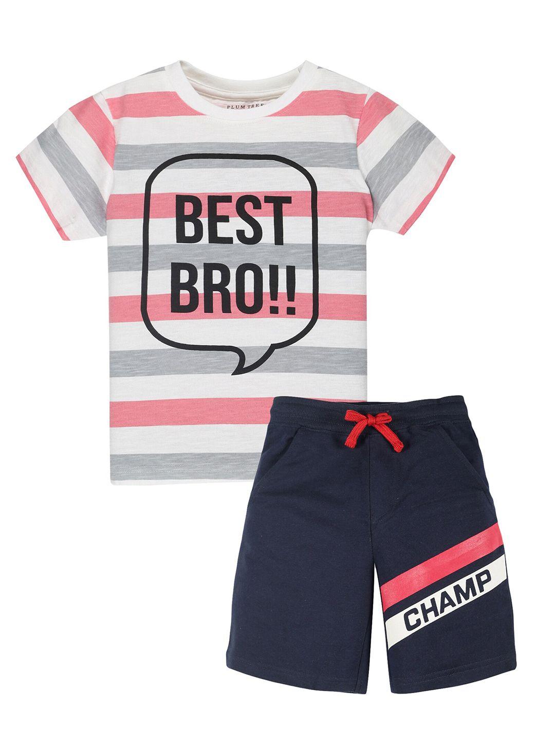 plum-tree-boys-striped-pure-cotton--t-shirt-with-shorts
