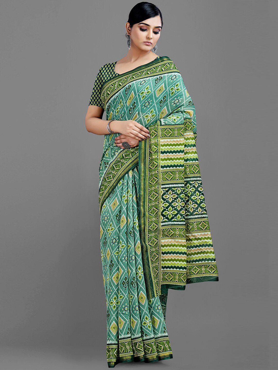 shaily-green-&-white-bandhani-printed-saree
