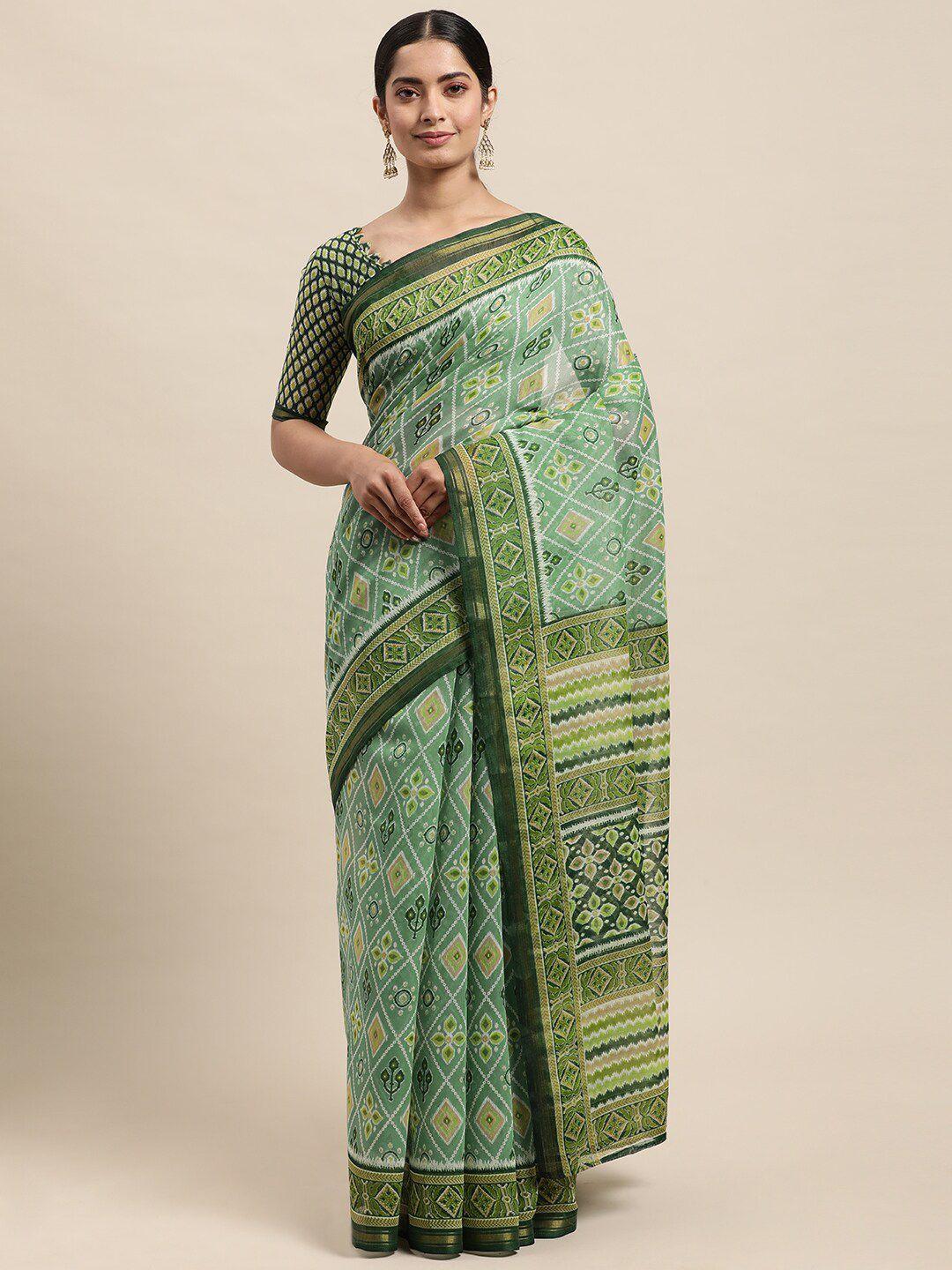 shaily-green-&-yellow-bandhani-printed-saree