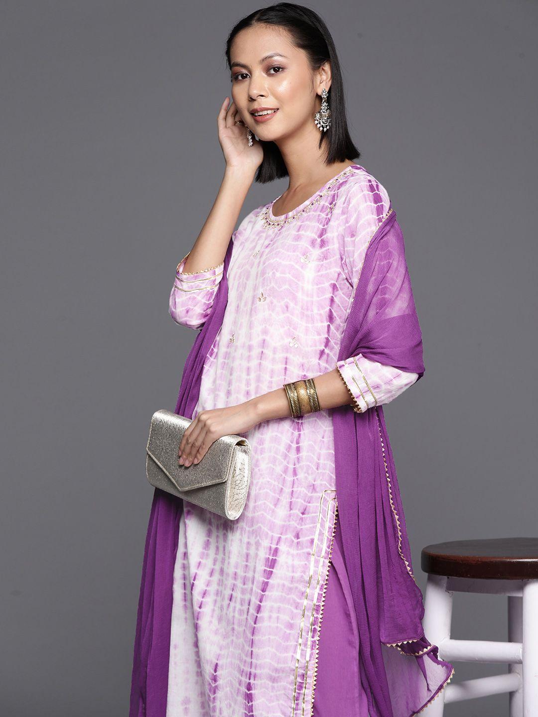 varanga-women-dyed-regular-gotta-patti-pure-cotton-kurta-with-palazzos-&-with-dupatta