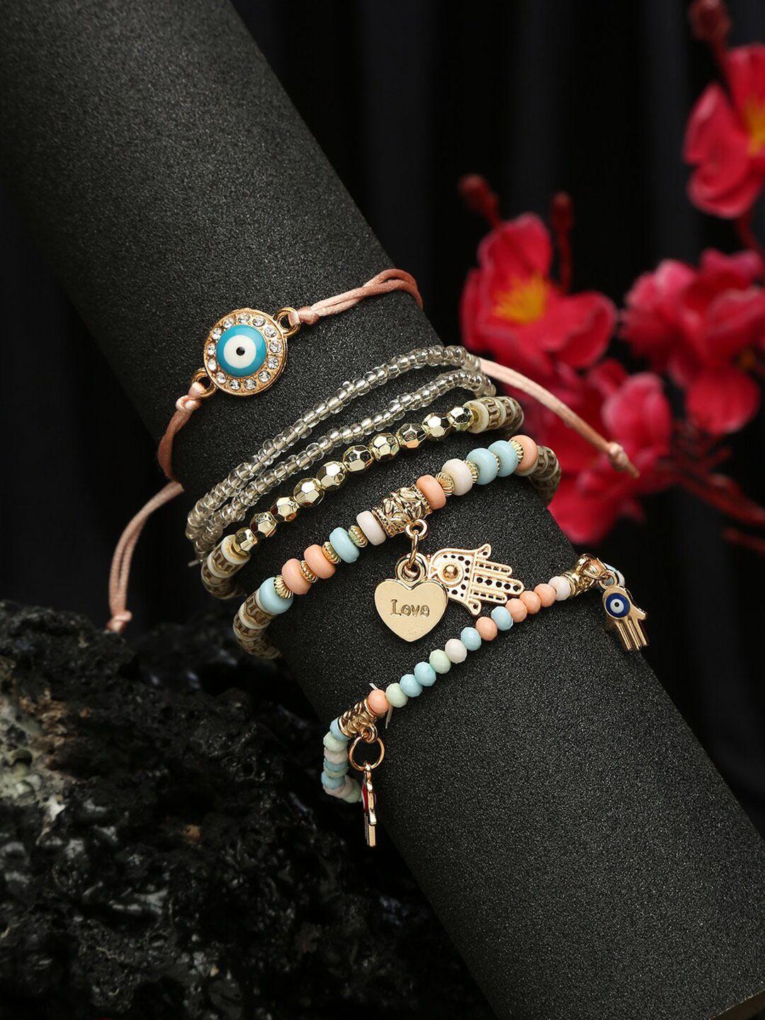 dressberry-women-set-of-6-gold-toned-&-blue-bracelets