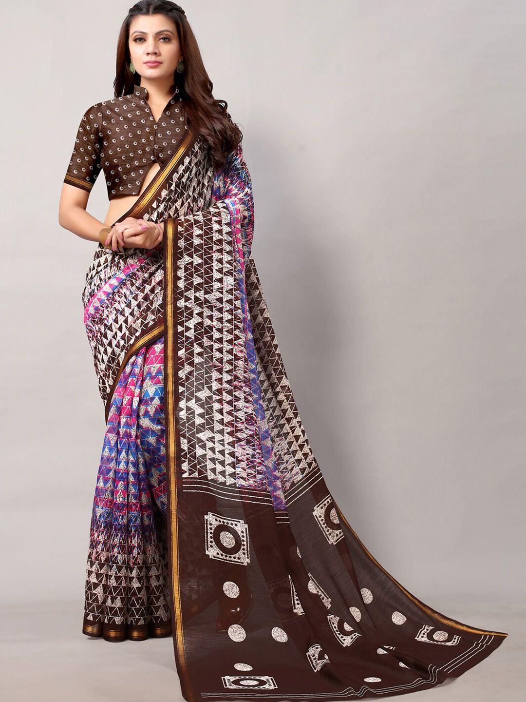 kalini-geometric-printed-zari-saree-with-blouse-piece
