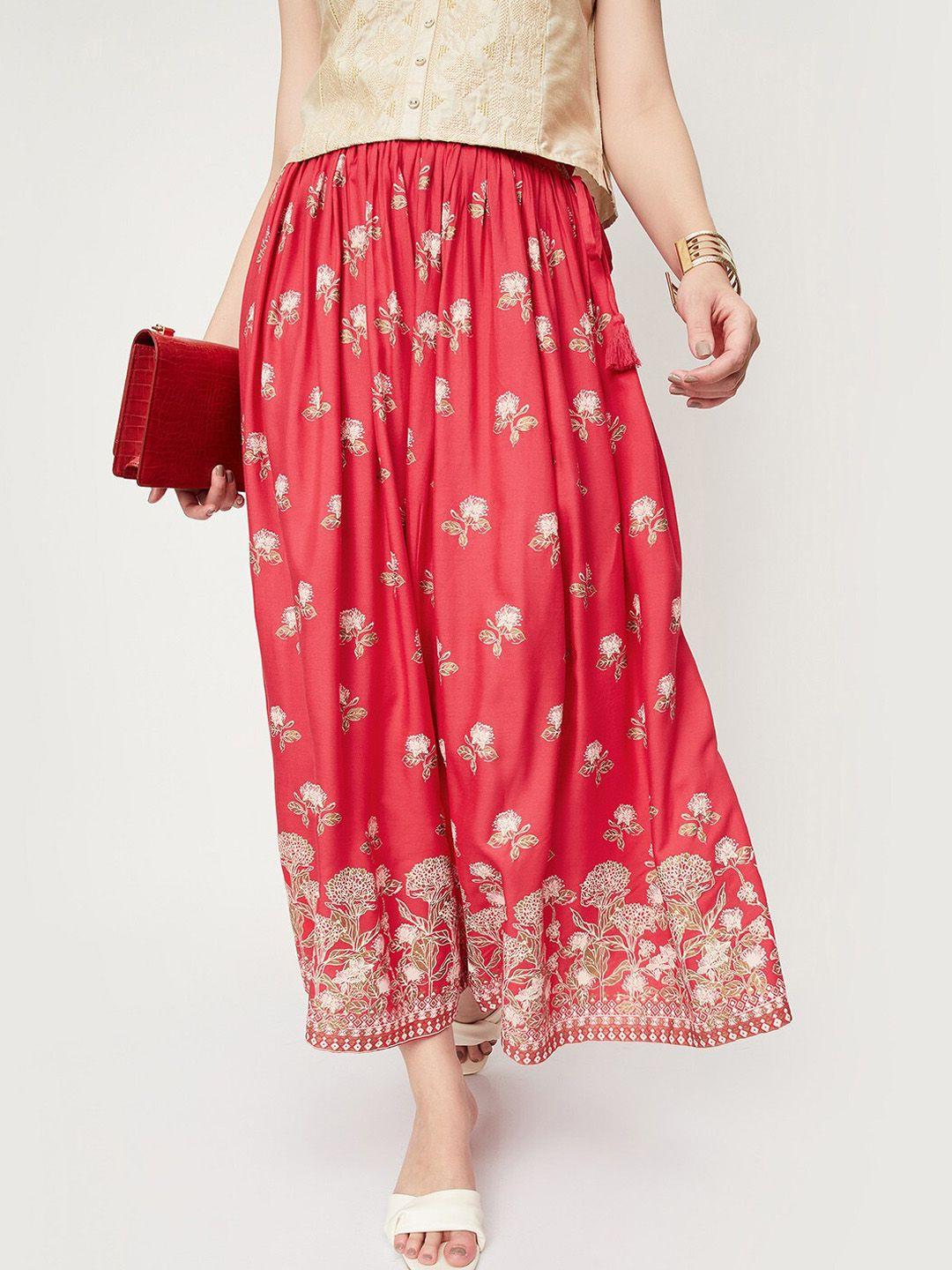 max-floral-printed-maxi-flared-skirt
