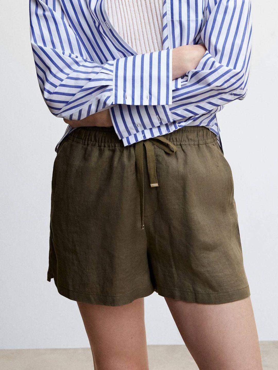 mango-women-high-rise-linen-shorts