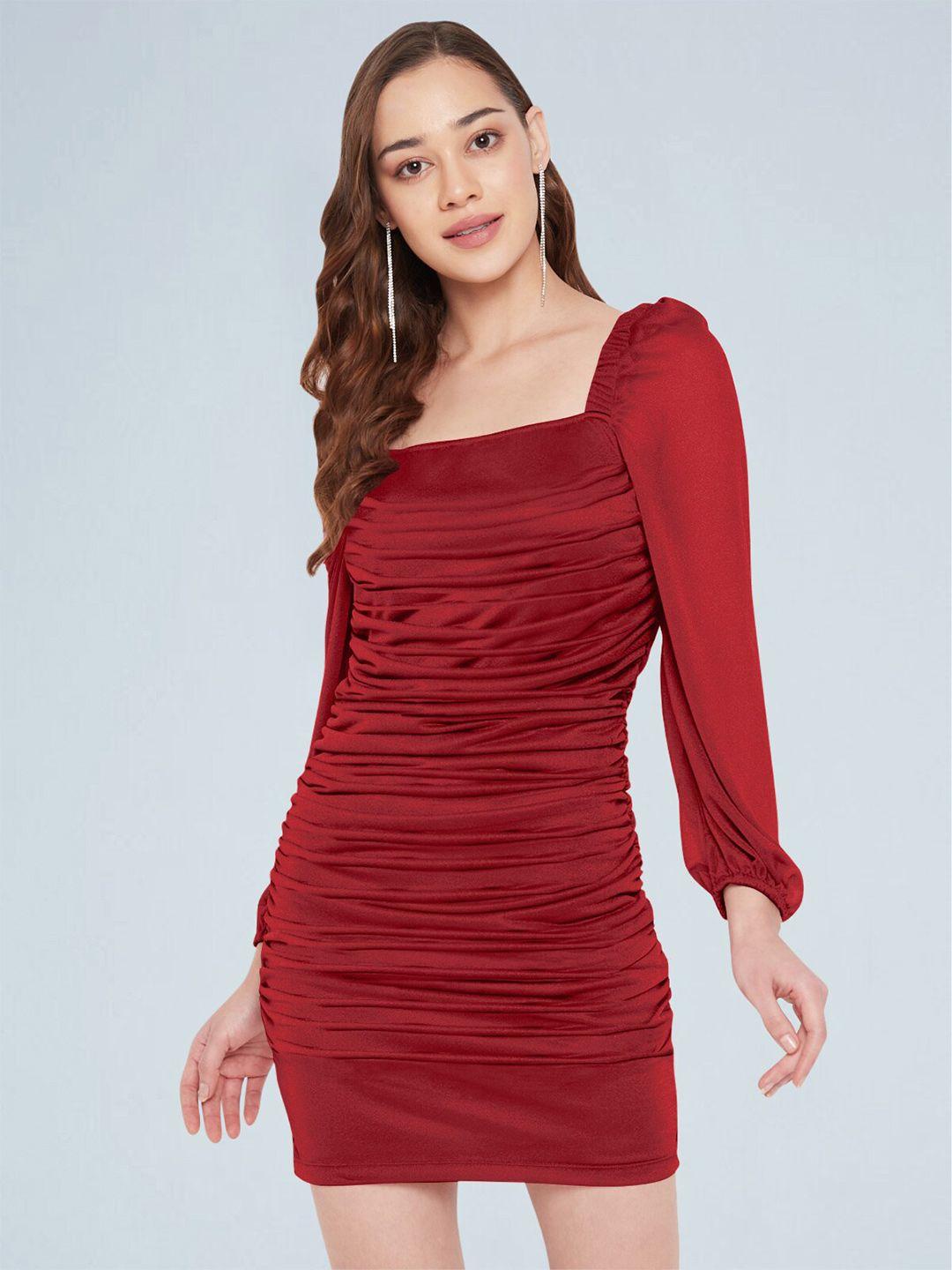 martini-ruched-cuffed-sleeves-bodycon-dress