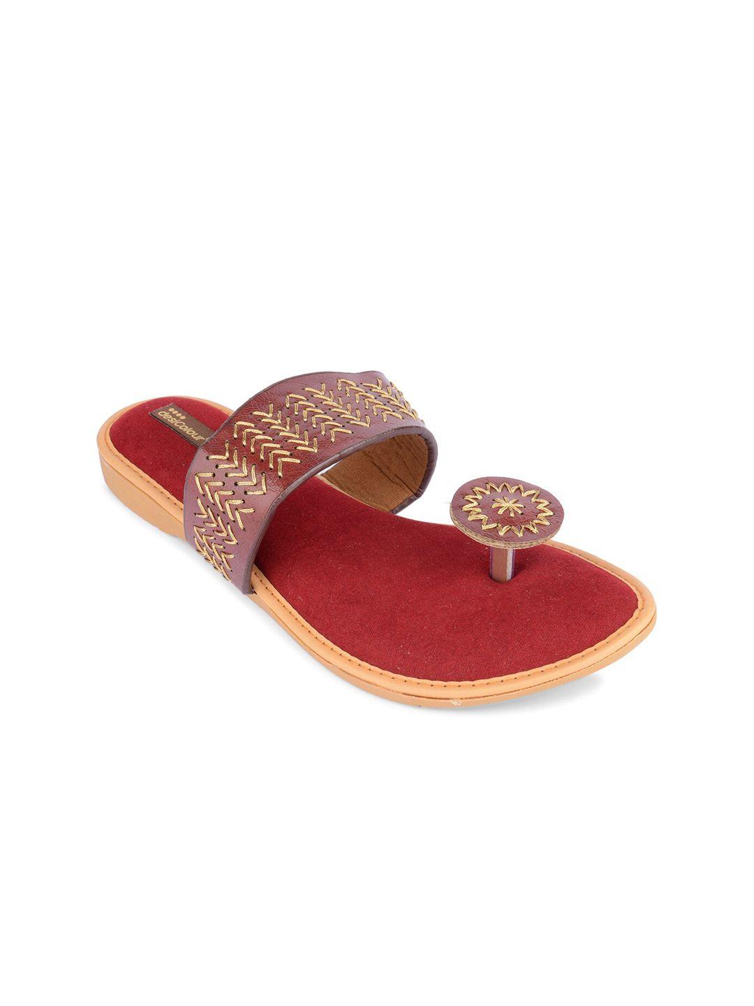 desi-colour-women-embroidered-suede-open-one-toe-flats