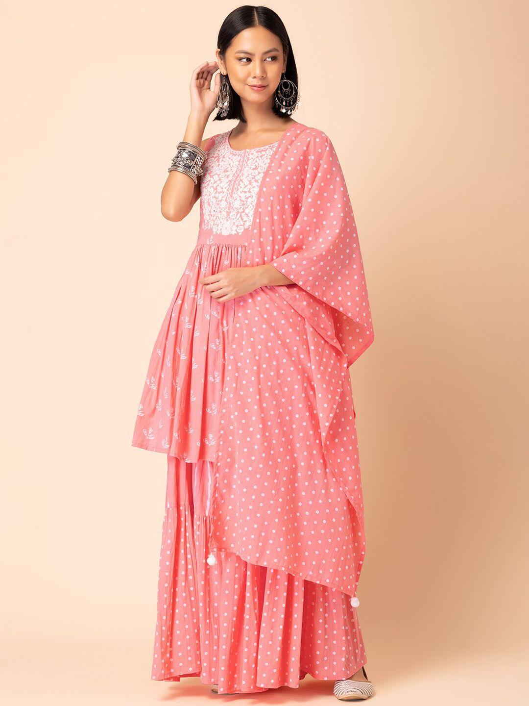 indya-printed-&-embroidered-cotton-a-line-kurta-with-sharara-&-dupatta