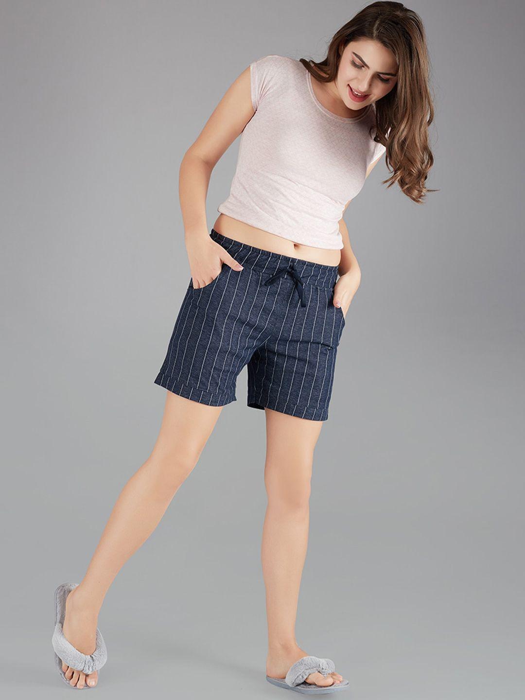 cupid-women-mid-rise-striped-cotton-lounge-shorts