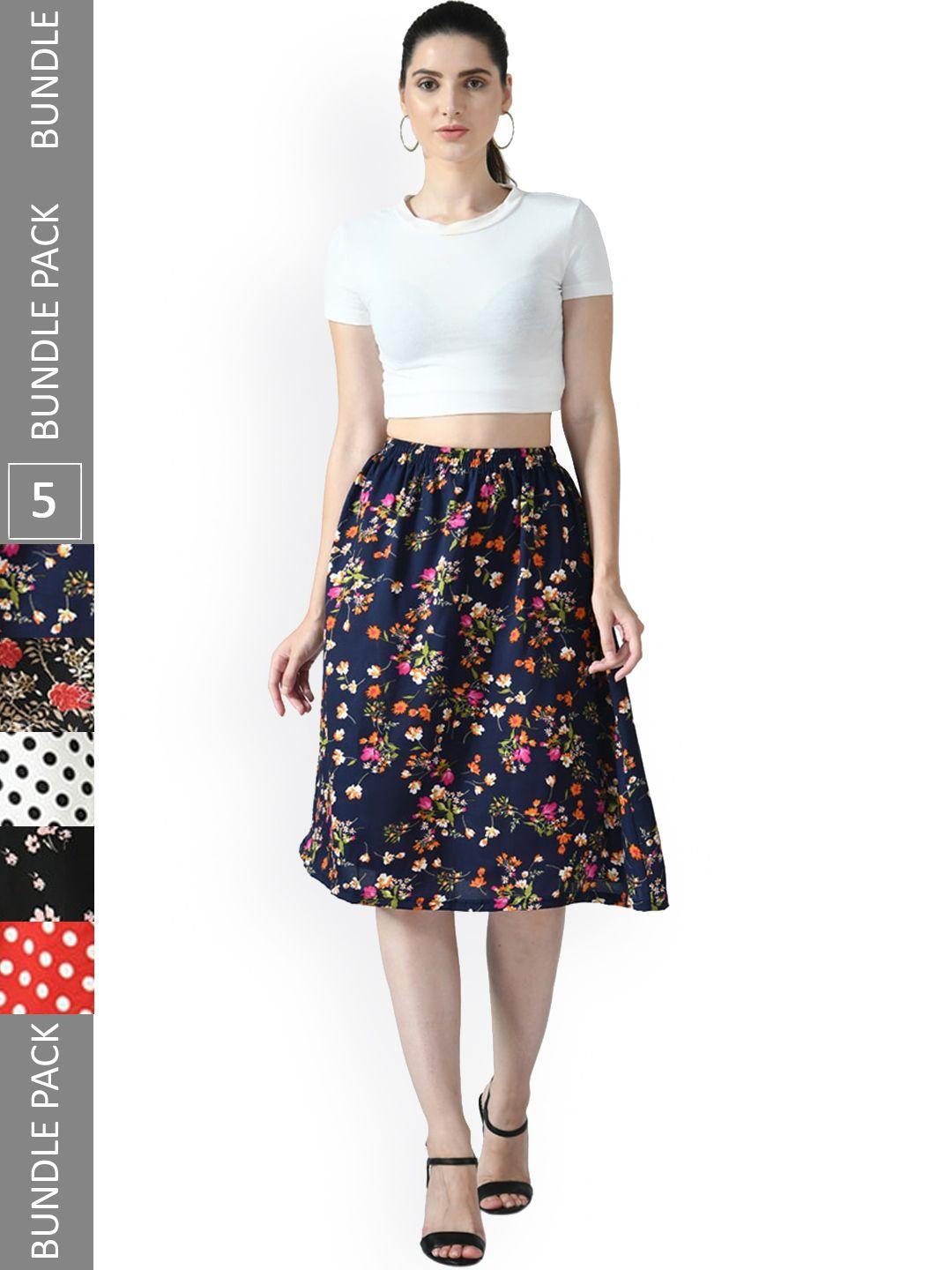 indiweaves-pack-of-5-printed-flared-skirts