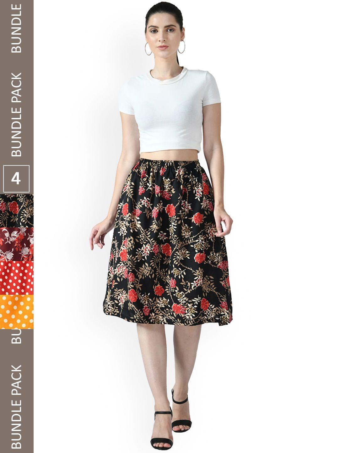 indiweaves-pack-of-4-printed-flared-skirts