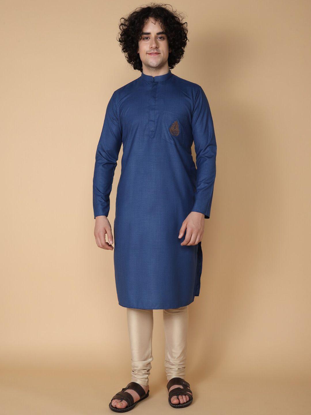 tabard-mandarin-collar-embroidered-pure-cotton-kurta-with-churidar