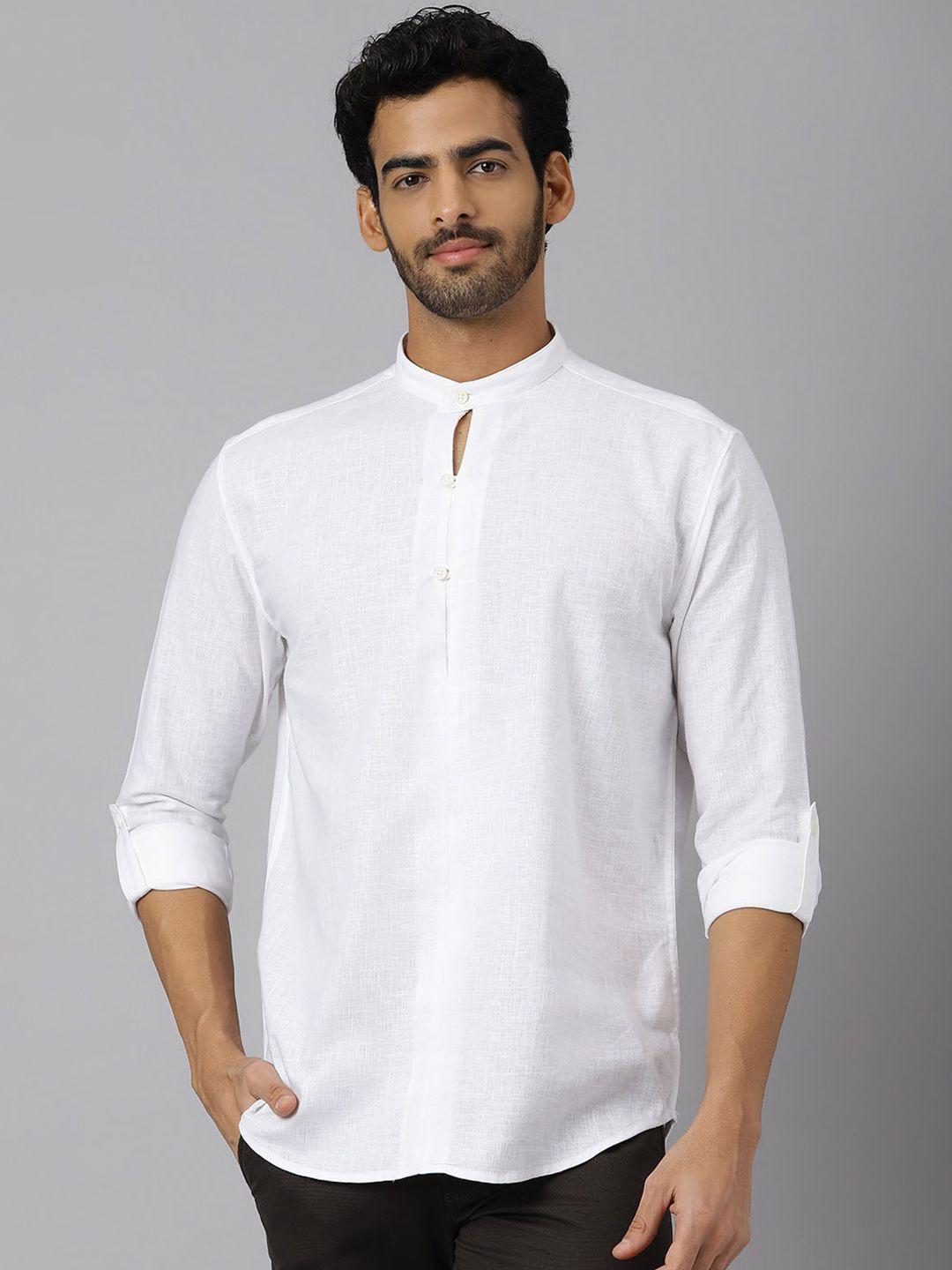 kingdom-of-white-mandarin-collar-cotton-casual-shirt