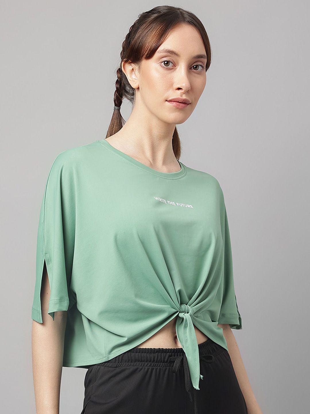 mkh-women-green-dri-fit-raw-edge-t-shirt
