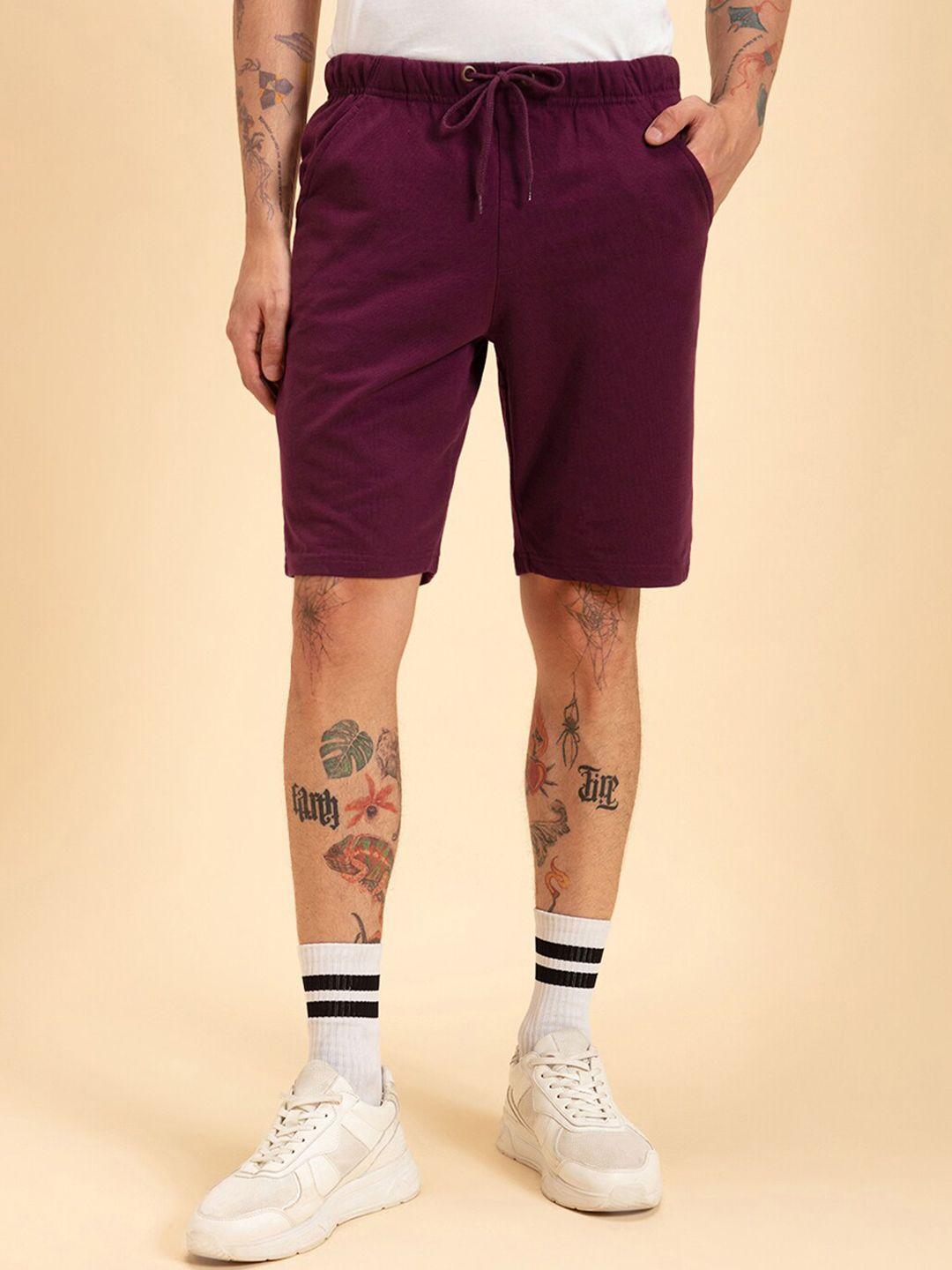 bewakoof-men-purple-mid-rise-shorts