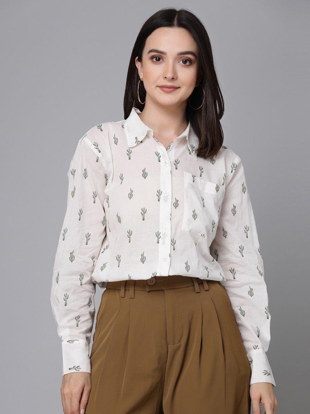 style-quotient-white-&-green-relaxed-boxy-fit-conversational-printed-cotton-casual-shirt