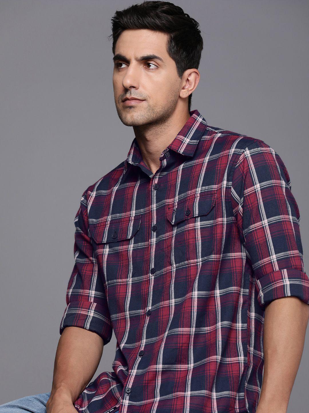 wrogn-relaxed-fit-checked-casual-shirt