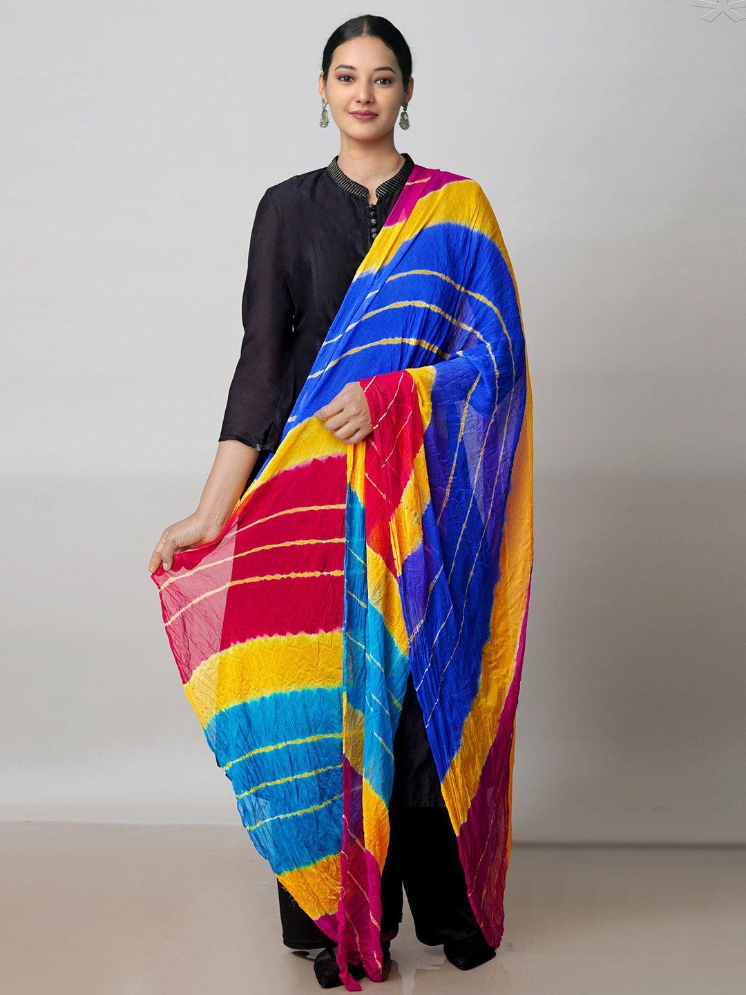 unnati-silks-blue-&-red-printed-bandhani-dupatta