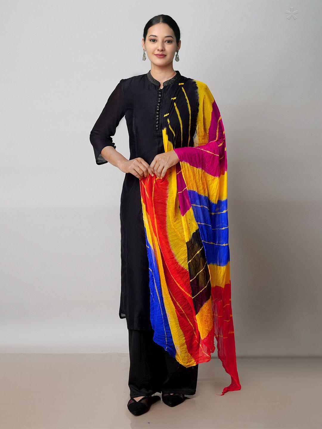 unnati-silks-red-&-yellow-printed-bandhani-dupatta