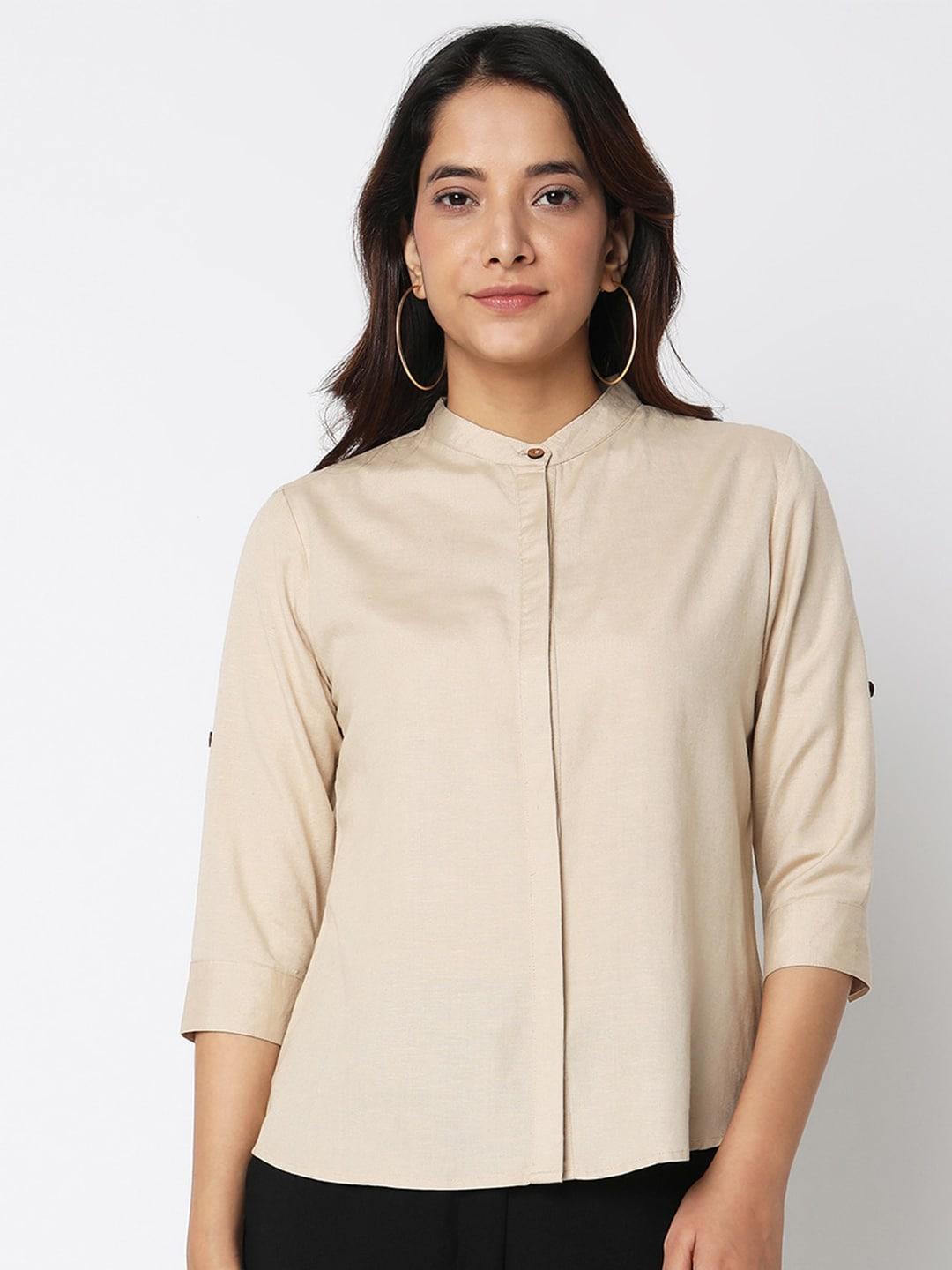 not-so-pink-women-off-white-comfort-opaque-casual-shirt