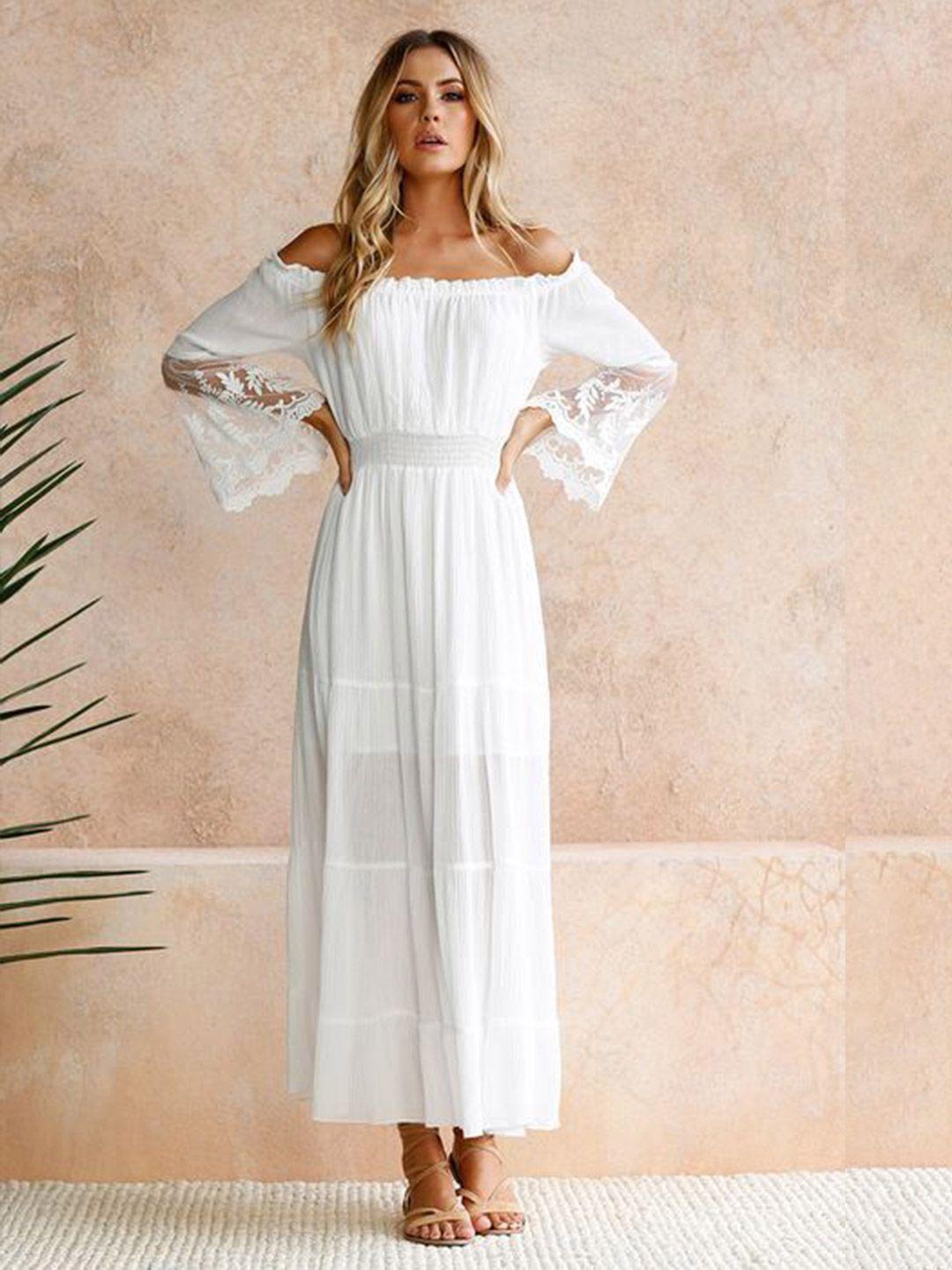 bostreet-white-checked-off-shoulder-maxi-dress