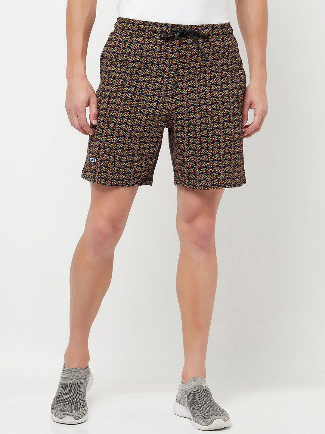 t-t-men-yellow-checked-printed-shorts