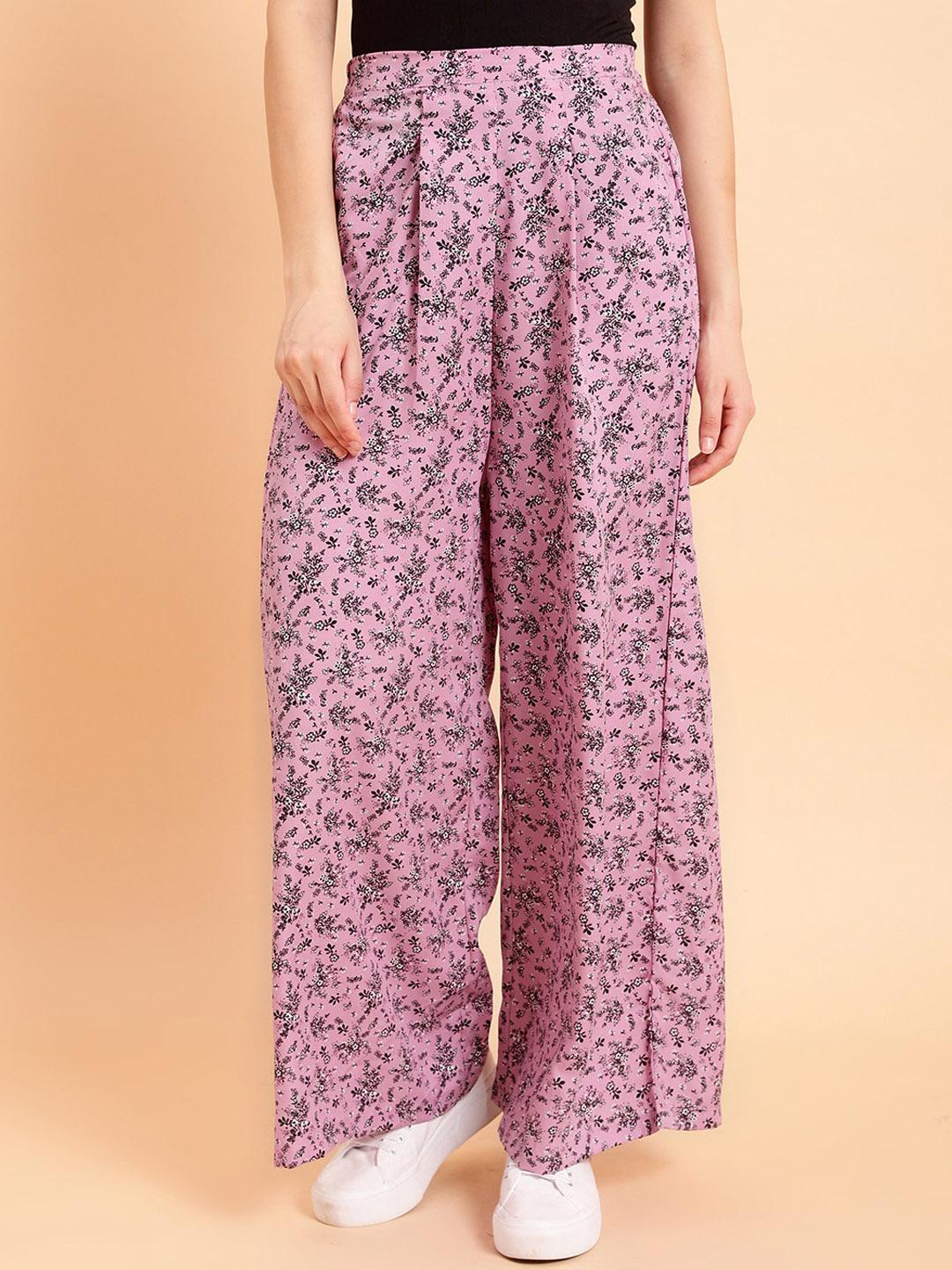 mint-street-women-floral-printed-mid-rise-plain-parallel-trousers