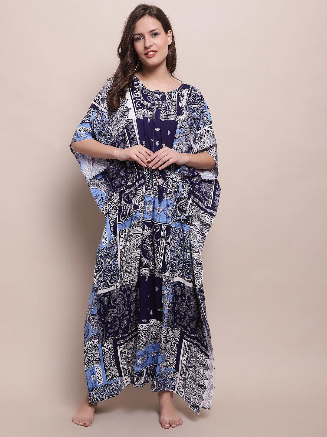 shararat-navy-blue-printed-maxi-nightdress