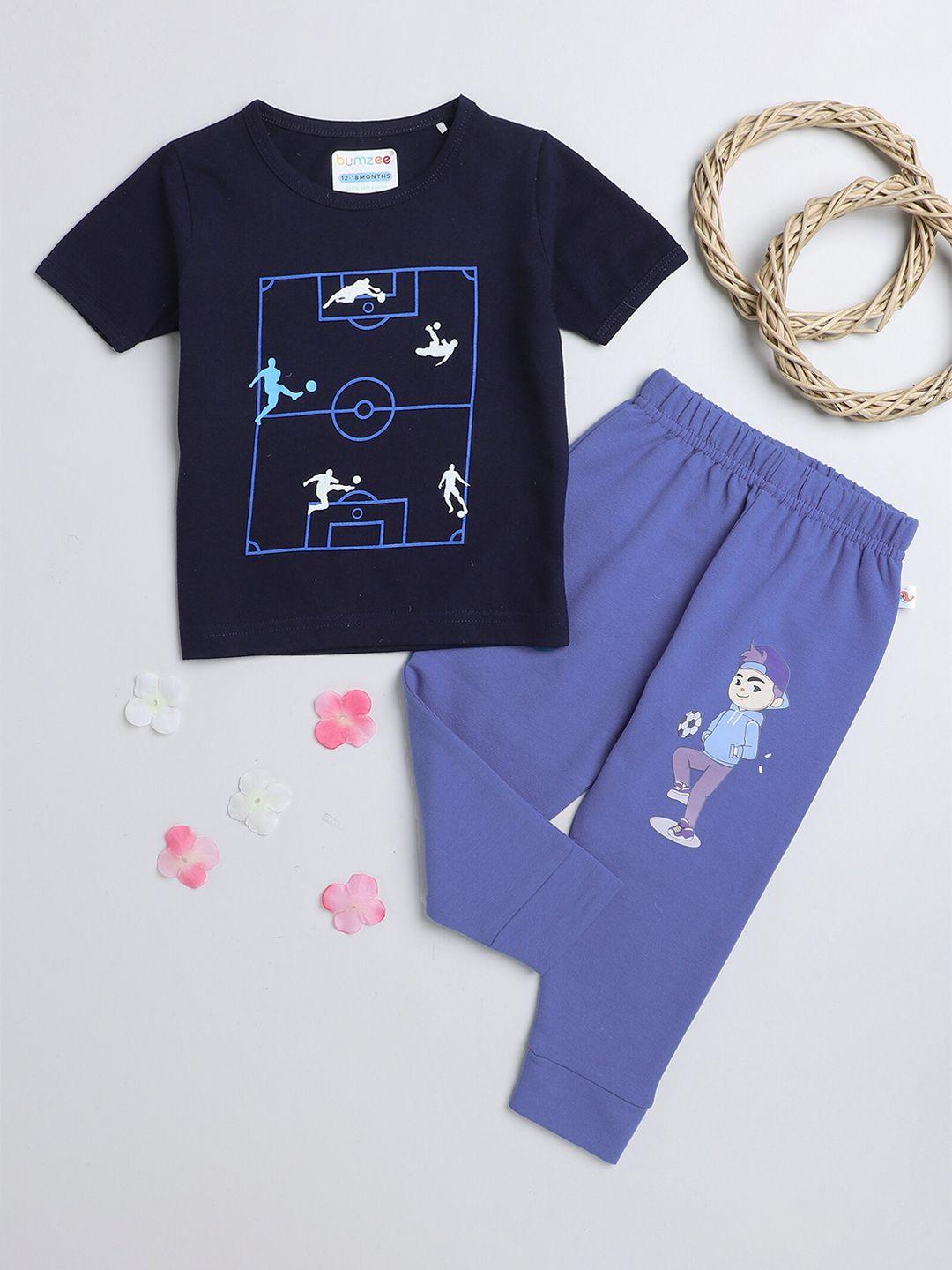 bumzee-boys-navy-blue-&-white-printed-t-shirt-with-pyjamas