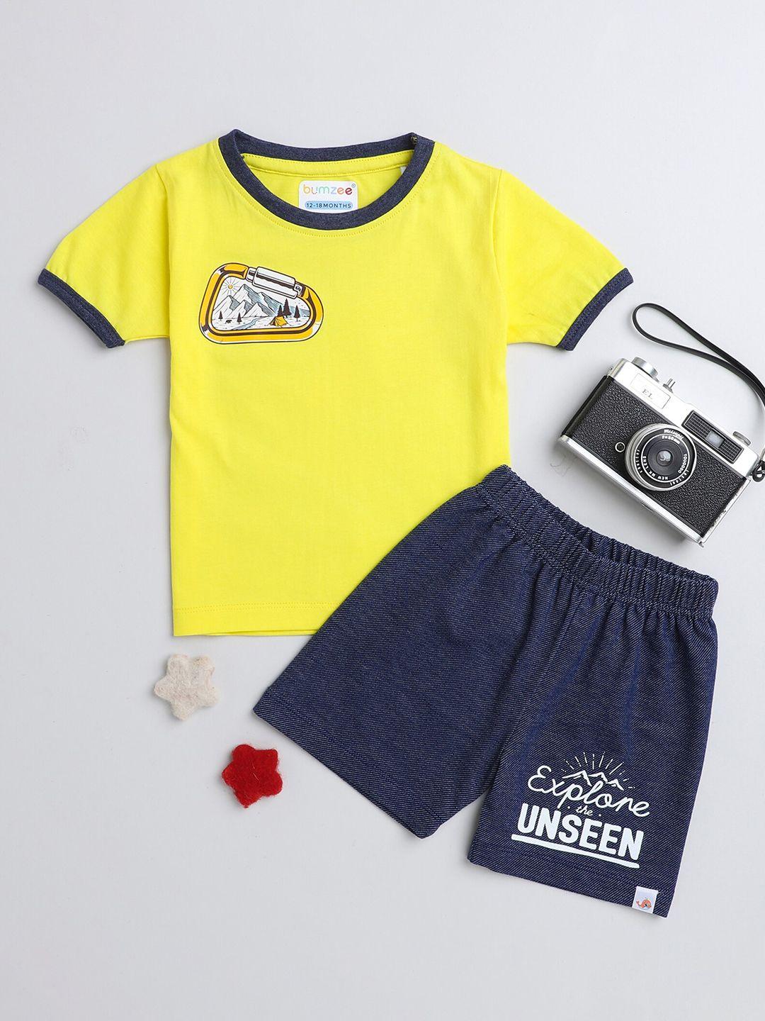 bumzee-boys-navy-blue-&-white-printed-t-shirt-with-shorts