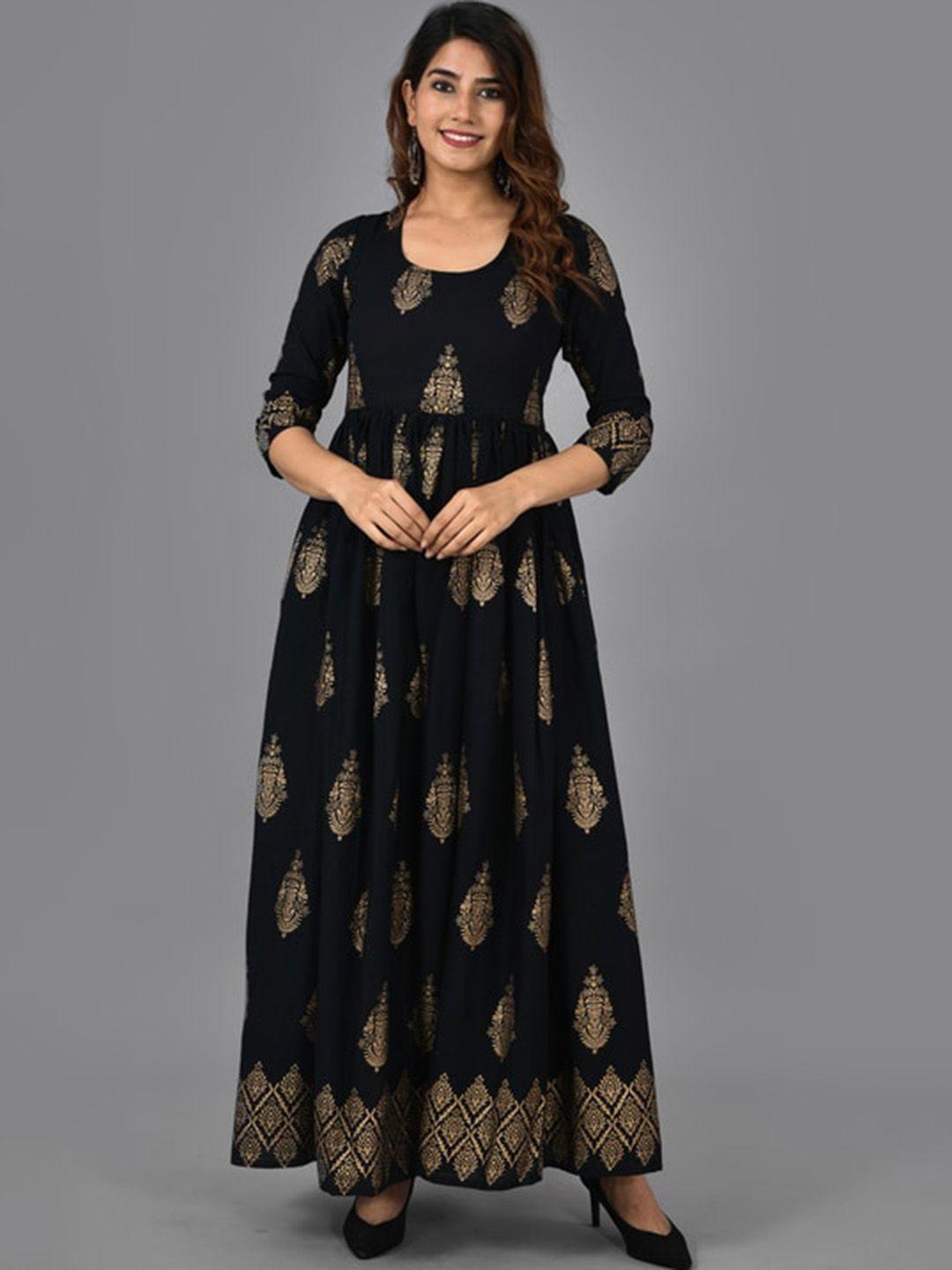 kalini-black-foil-printed-ethnic-dress