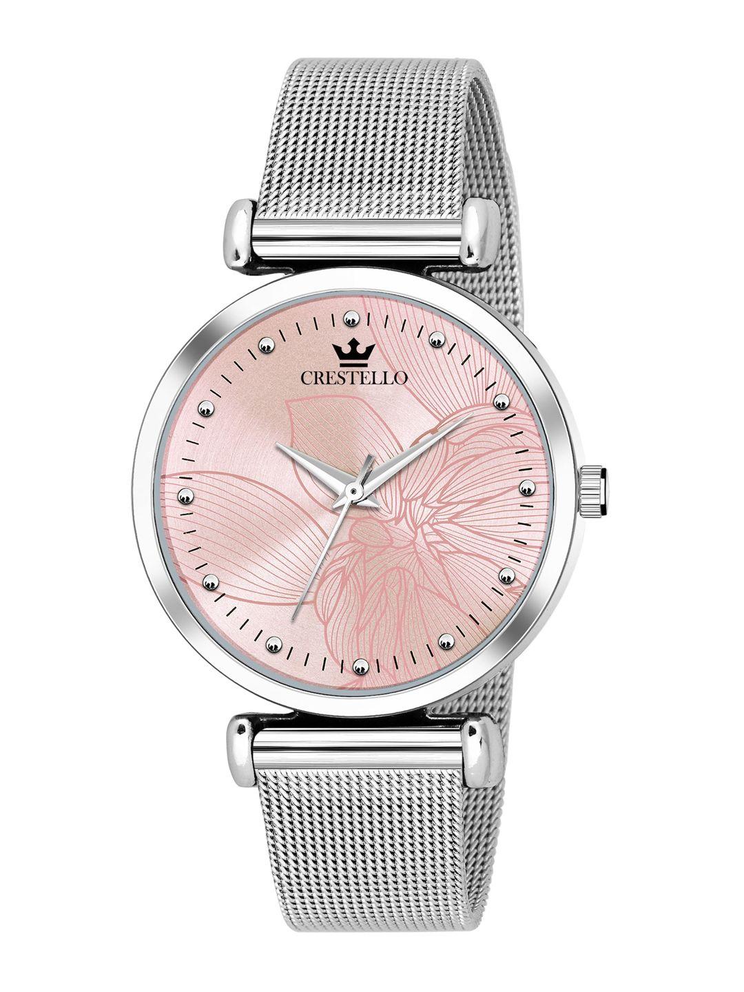 crestello-men-pink-dial-&-silver-toned-stainless-steel-bracelet-style-straps-analogue-watch-cr-ck134-pnk-ch