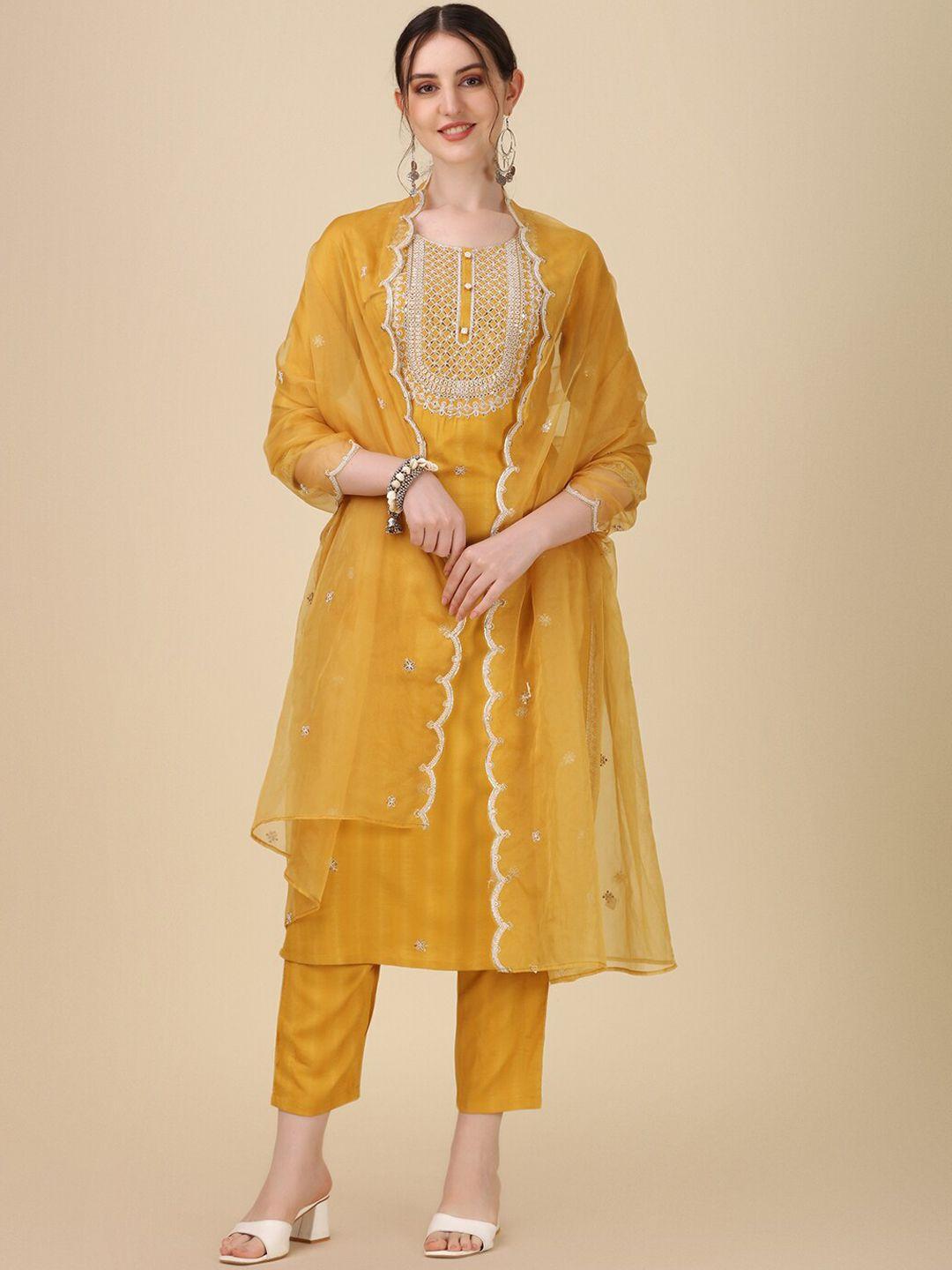 berrylicious-embroidered-regular-thread-work-kurta-with-trousers-&-dupatta