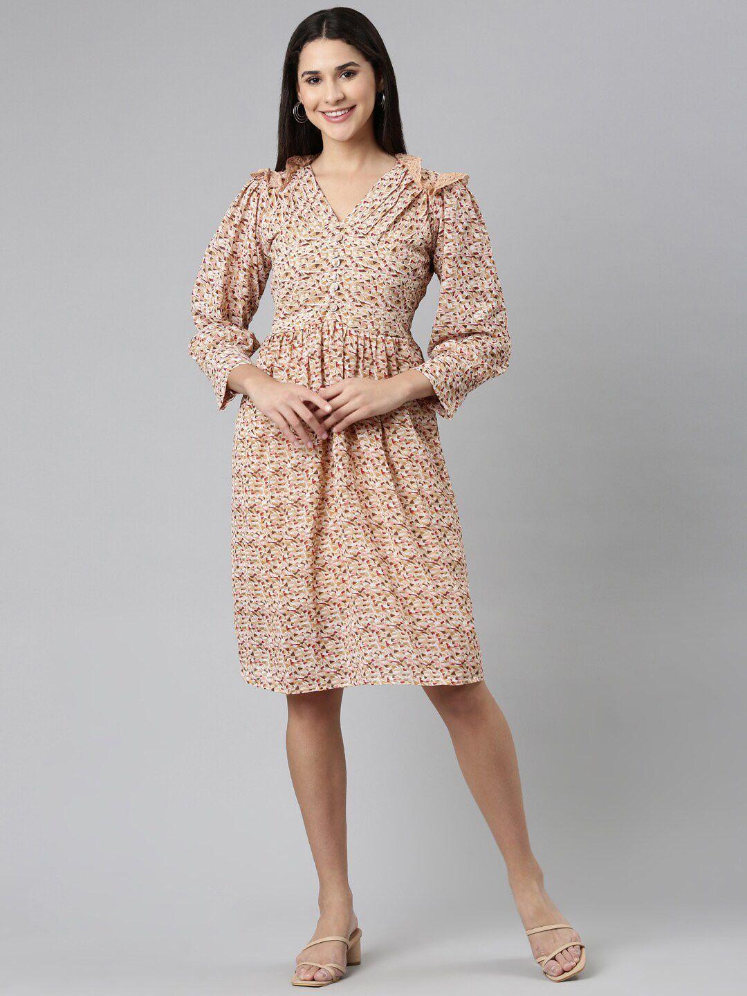 showoff-geometric-printed-a-line-dress