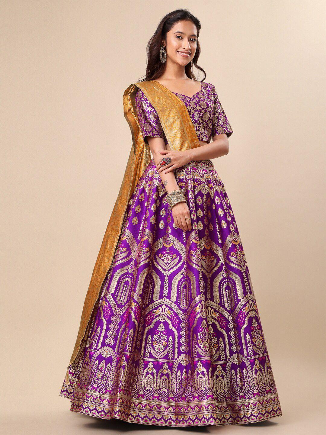 purvaja-magenta-&-yellow-ready-to-wear-lehenga-&-unstitched-blouse-with-dupatta