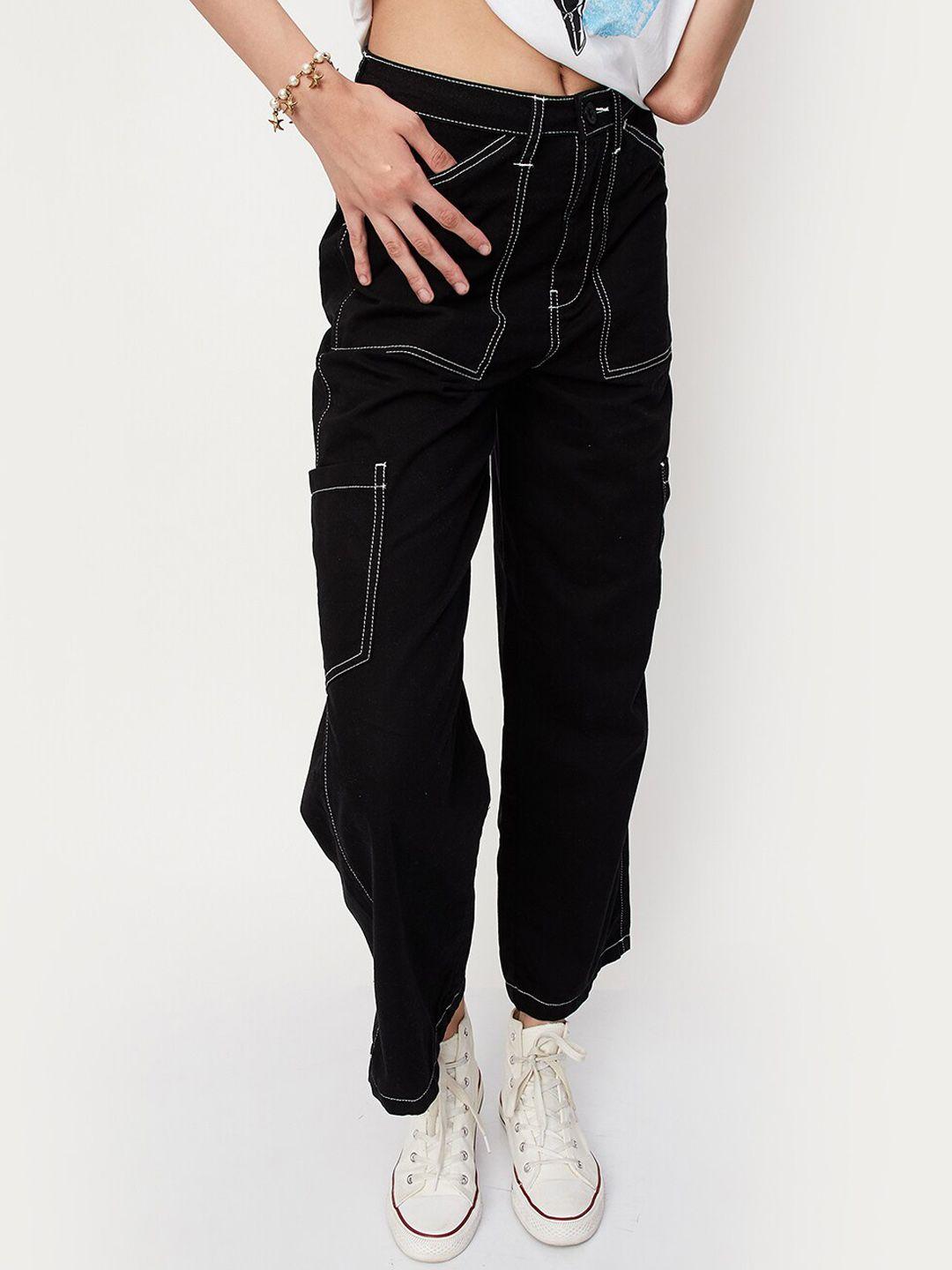max-women-mid-rise-pure-cotton-parallel-trousers