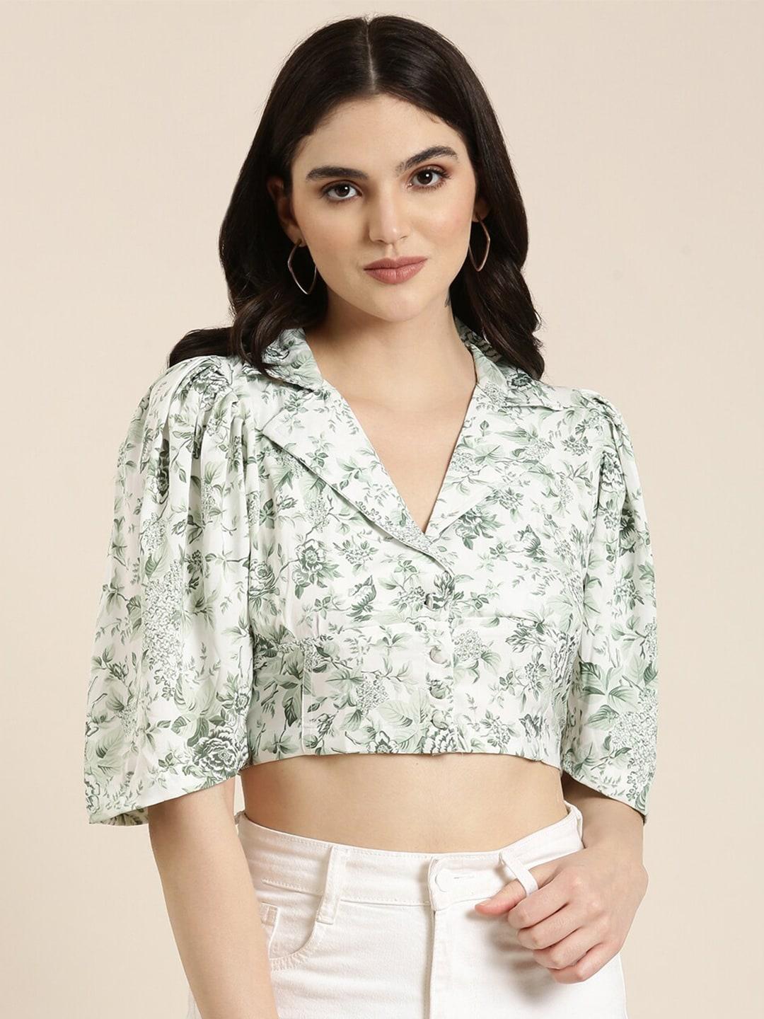 showoff-floral-printed-puff-sleeves-shirt-style-crop-top