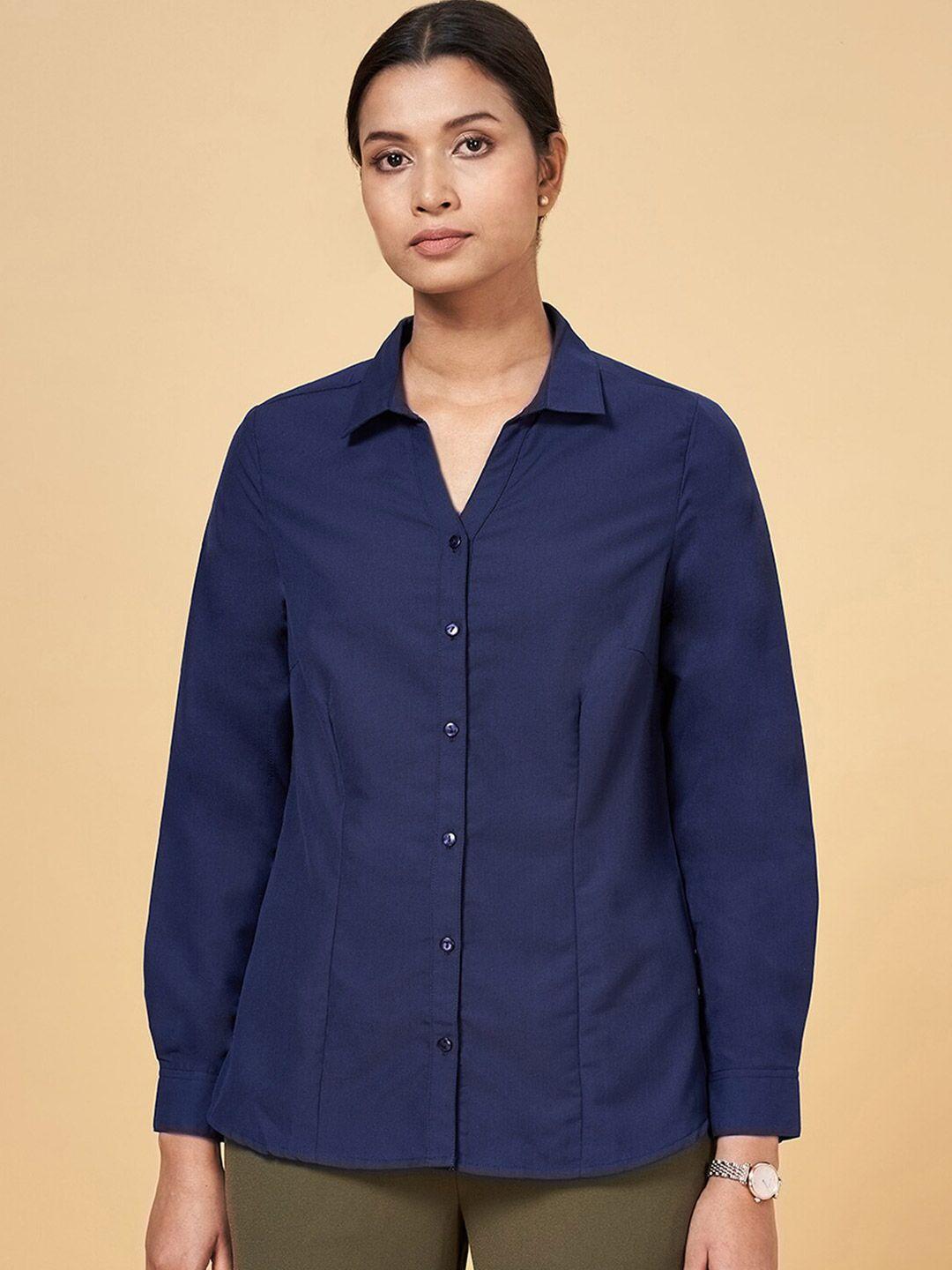 annabelle-by-pantaloons-women-navy-blue-opaque-formal-shirt