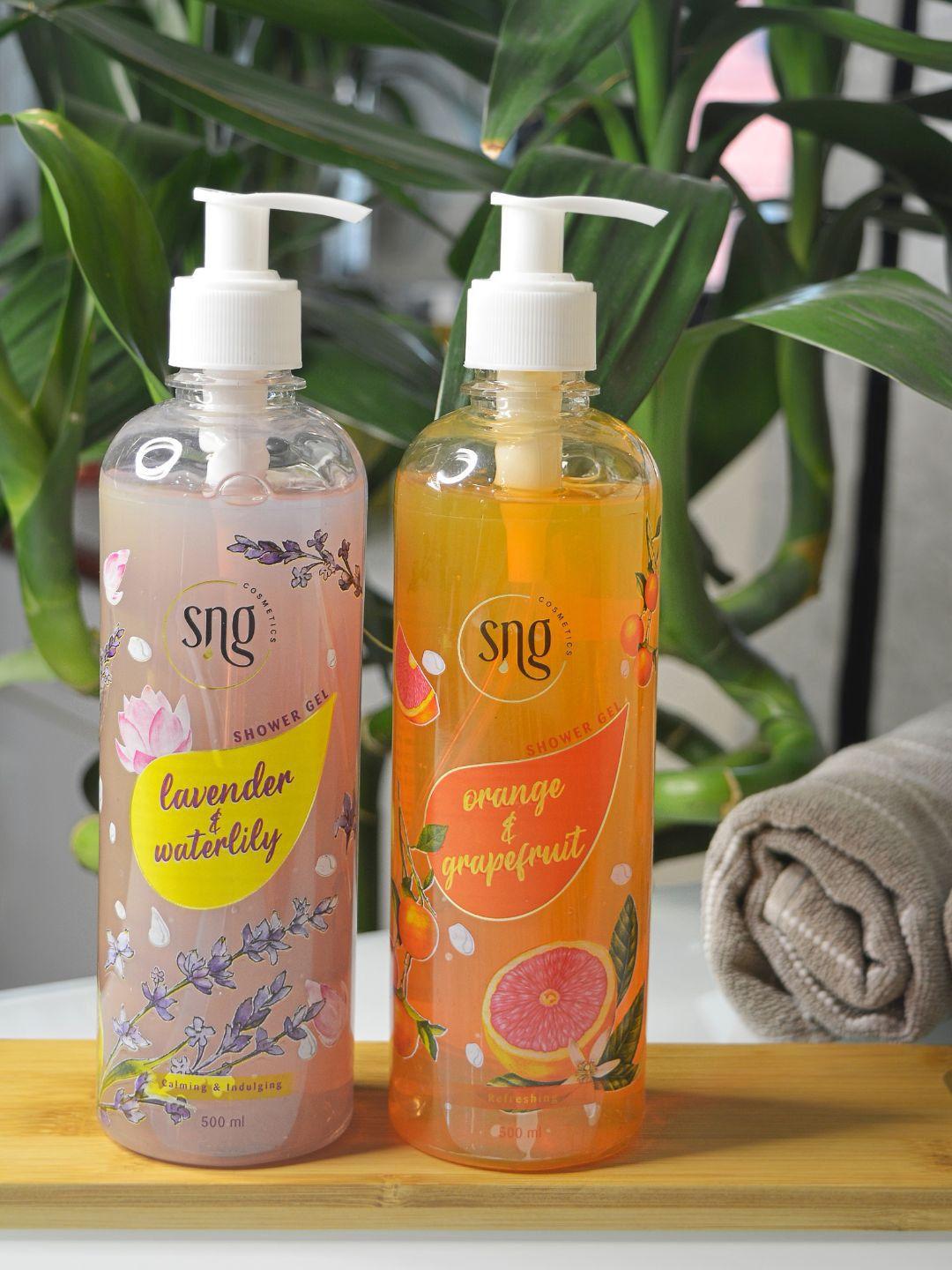 sng-cosmetics-set-of-2-orange-&-grapefruit-shower-gel-&-lavender-&-waterlily-shower-gel