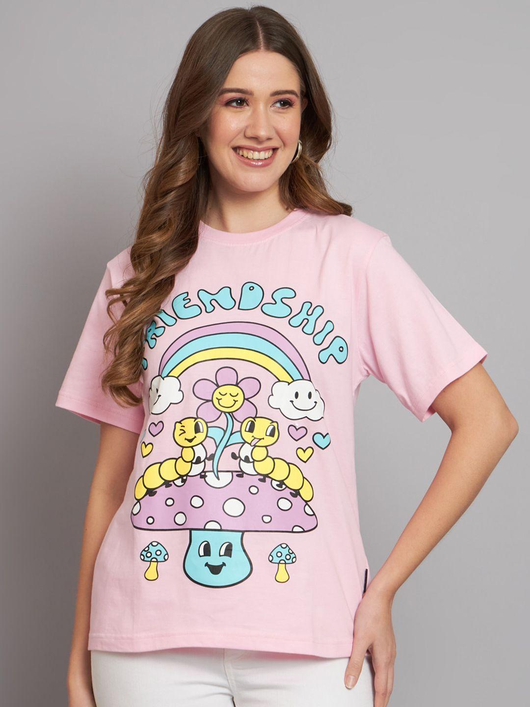 the-dry-state-pink-&-turquoise-blue-colour-typography-printed-cotton-loose-fit-t-shirt