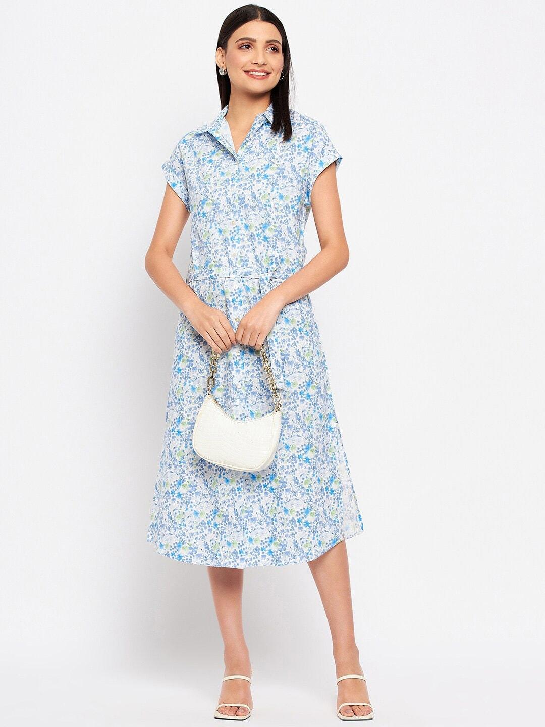 duke-floral-printed-extended-sleeves-belted-cotton-shirt-midi-dress