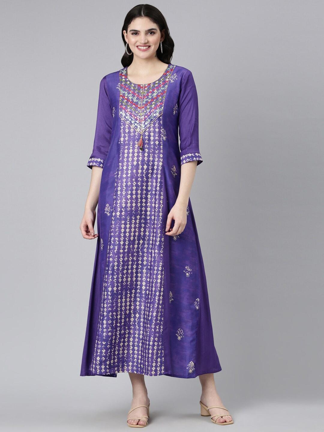 neerus-ethnic-motifs-printed-embellished-cotton-a-line-dress