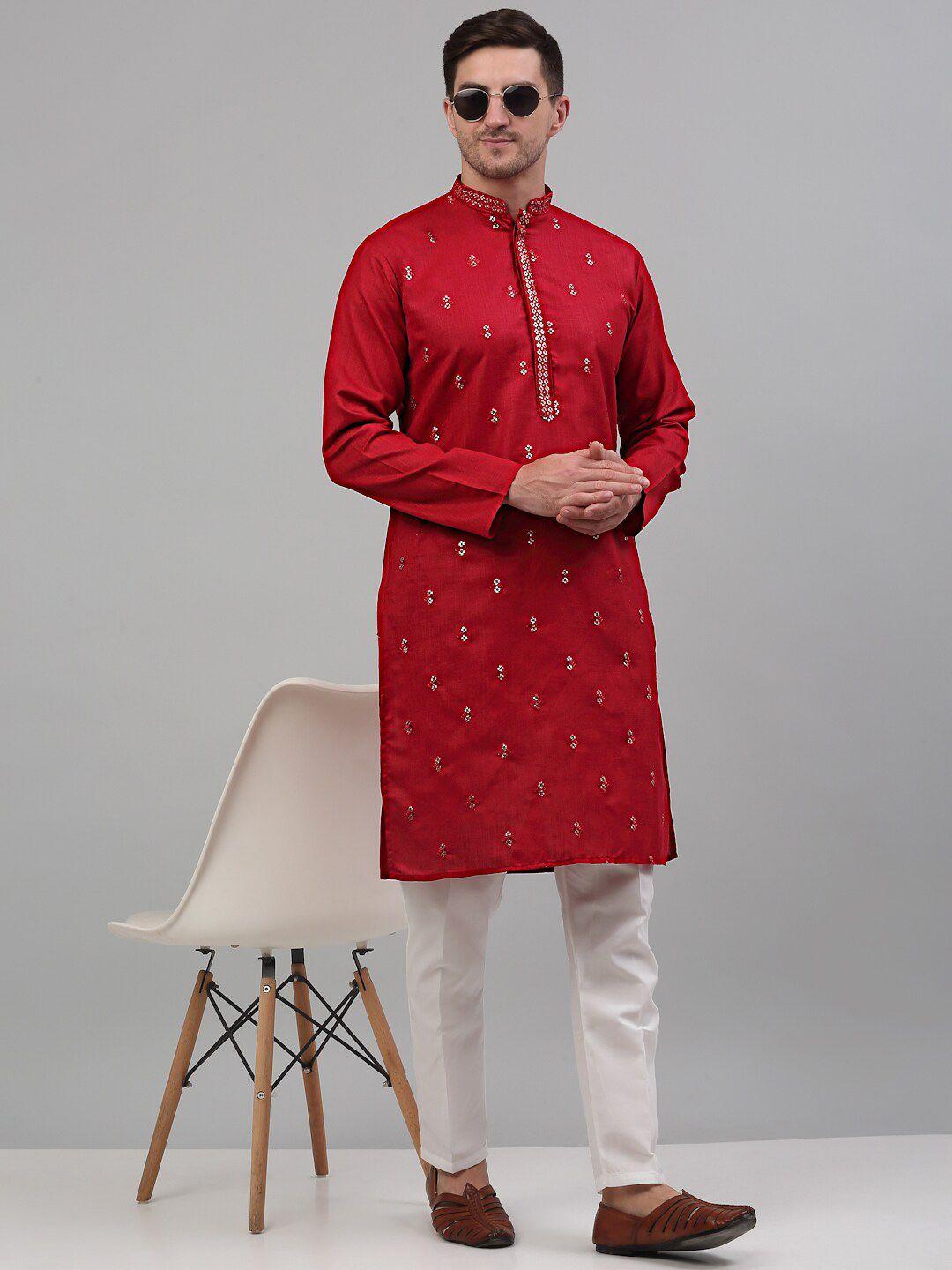 jompers-ethnic-motifs-embroidered-sequined-pure-cotton-straight-kurta-with-pyjamas
