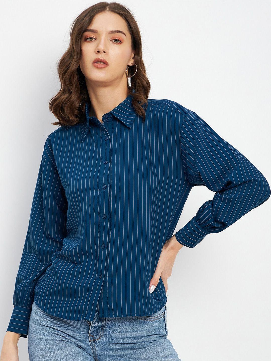 madame-vertical-striped-spread-collar-casual-shirt